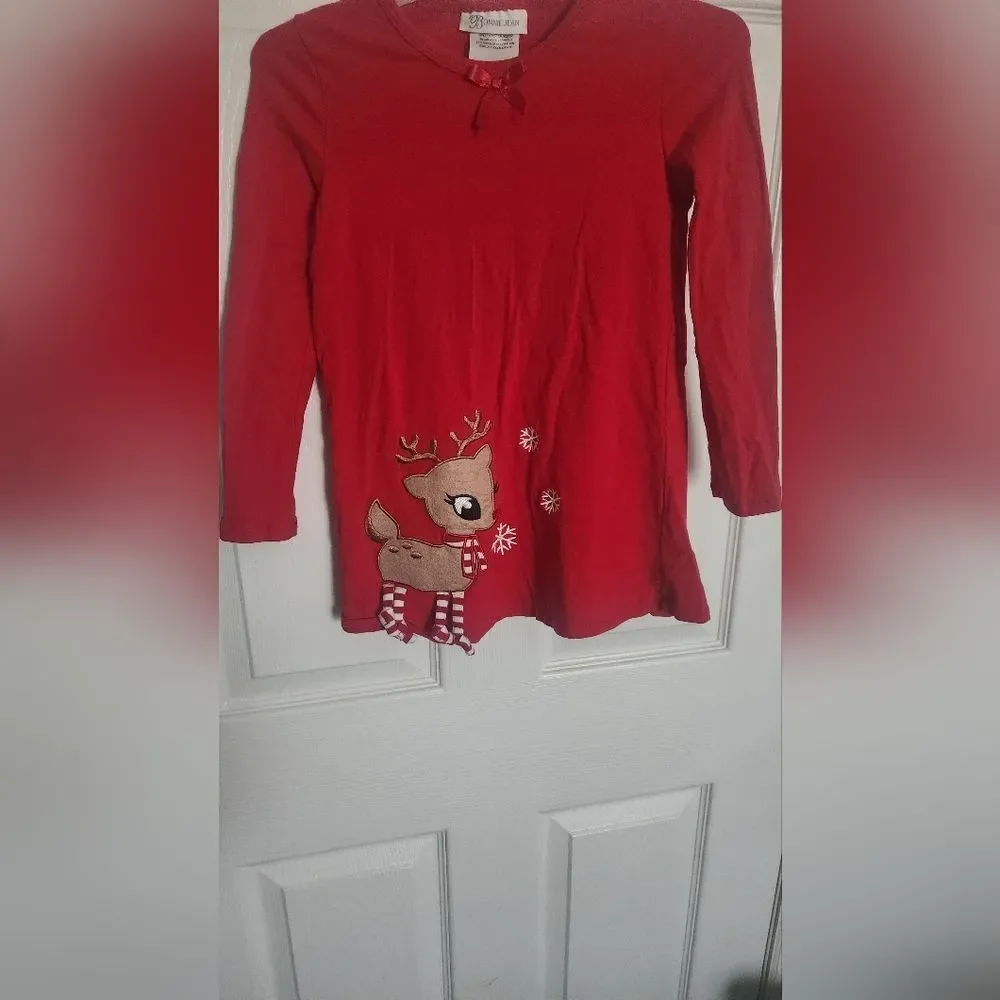 Rare Editions Set&Bonnie Jean T-shirt Girl 6X&6 Red Reindeer Polka Dots Leggins